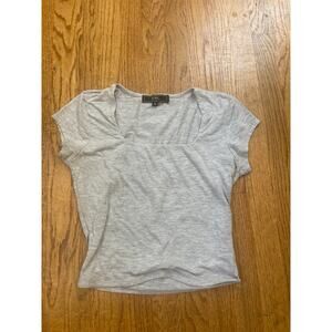 Gray cotton short sleeve crop top